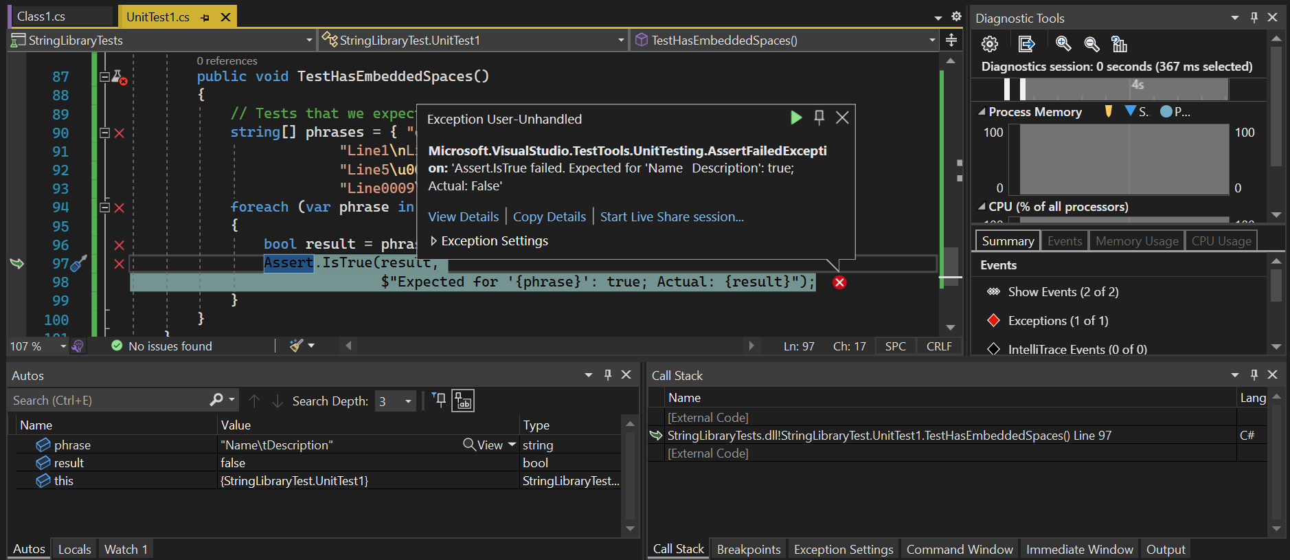 Narzędzia debugowania programu Visual Studio