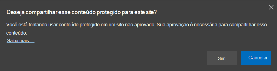 Aviso de substituição de conteúdo protegido