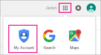 Escolha Aplicativos Goolge e, em seguida, Minha Conta.