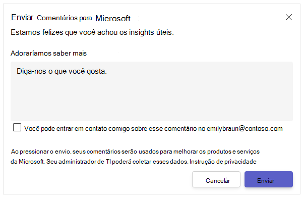 Captura de ecrã a mostrar como finalizar e submeter os seus comentários