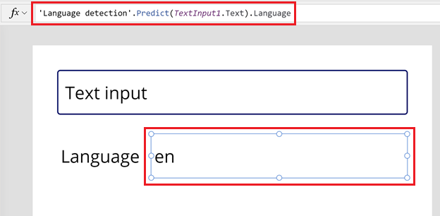 A fórmula do idioma muda o texto do rótulo.