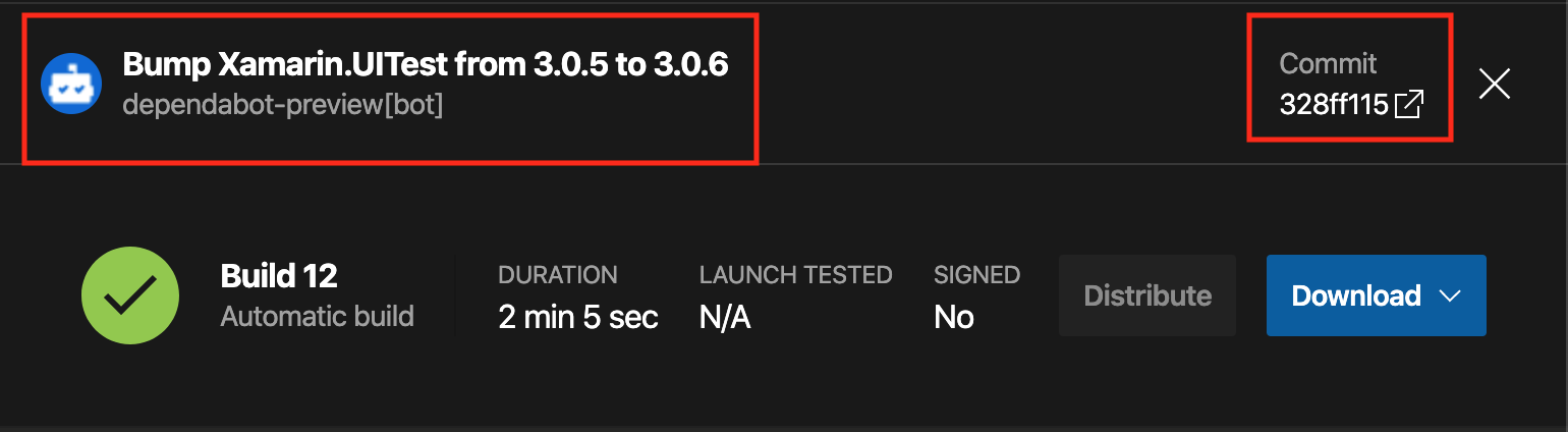 Captura de tela mostrando o hash de & de confirmação da origem