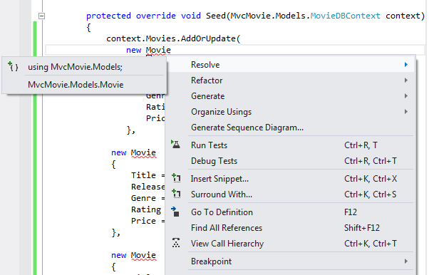 Captura de tela que mostra Resolver selecionado no menu do botão direito do mouse Filme.