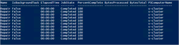 Saída do powershell do comando Get-StorageJob