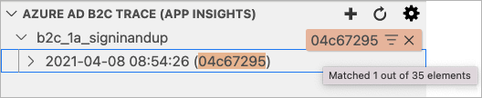 Screenshot of Azure AD B2C extension Azure AD B2C trace explorer filter.