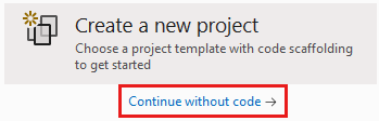 Captura de tela que mostra a janela inicial do Visual Studio 2019.