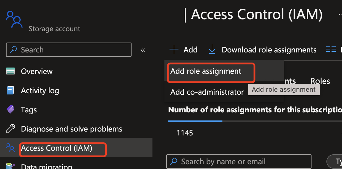 Captura de tela da adição da atribuição de função no portal do Azure.