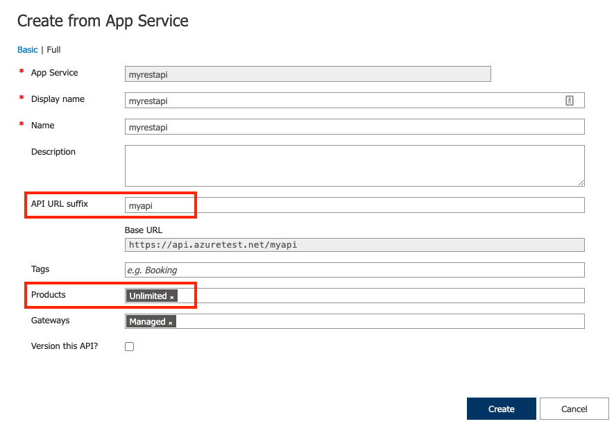 Criar API com base no Serviço de Aplicativo