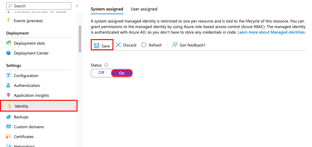 A captura de tela mostra onde alternar Status para Ligado e selecionar Salvar.