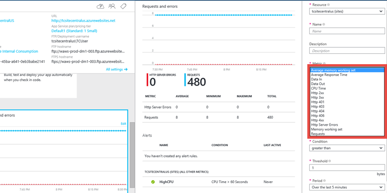 monitorar aplicativo para solucionar problemas de erros HTTP de 502 Gateway Incorreto e 503 Serviço Indisponível