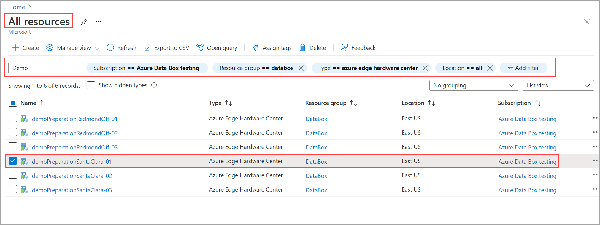 Captura de tela mostrando como selecionar o pedido na lista de pedidos do Edge Hardware Center.