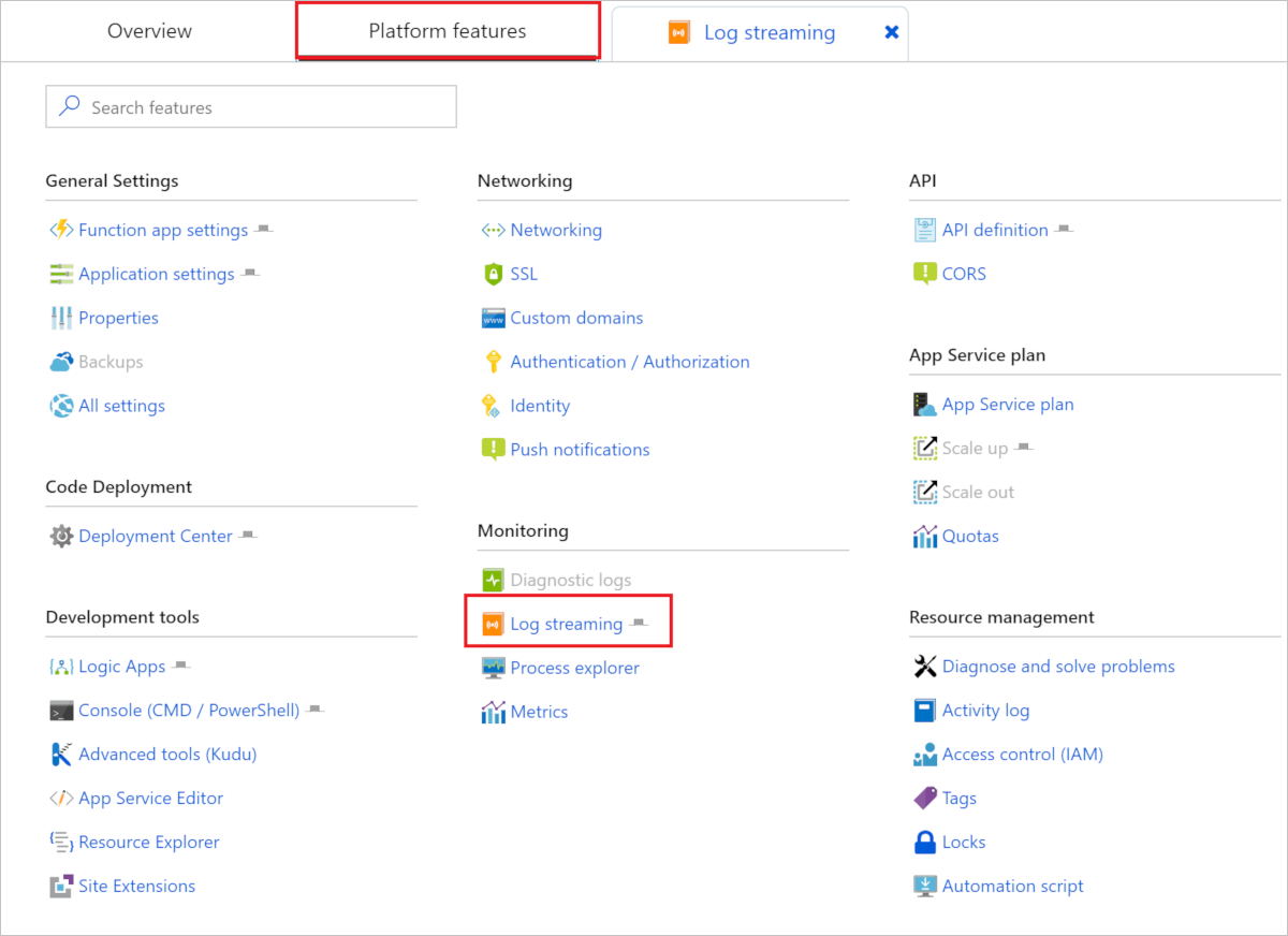 Habilitar logs de streaming no portal