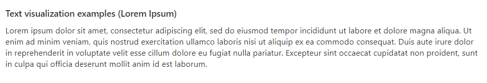 Captura de tela que mostra um exemplo de uma visualização de texto do Azure Workbooks.