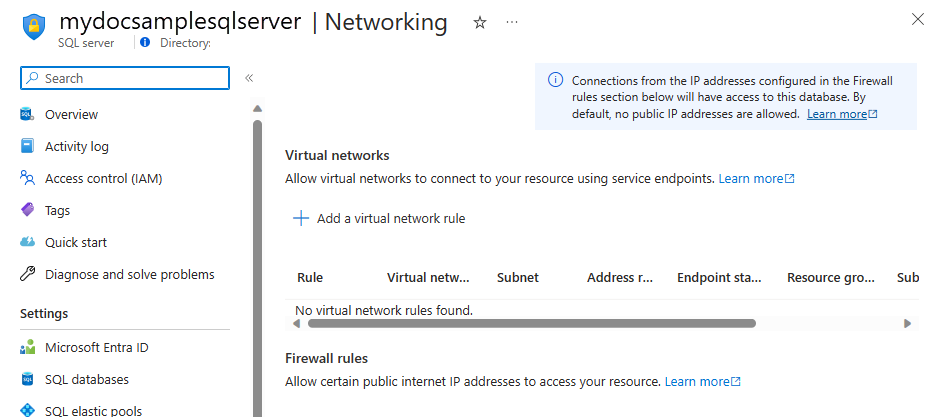 A captura de tela mostra a página Sistema de rede, onde é possível definir as regras de firewall de IP no nível do servidor.