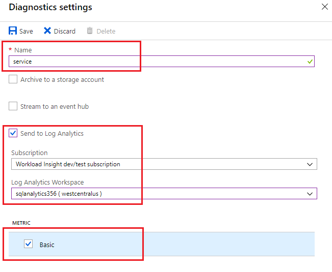 Configura o diagnóstico para pools elásticos.