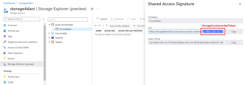 Captura de tela que mostra onde copiar a segunda parte do token.