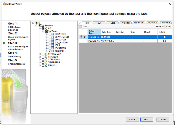 Captura de tela que mostra a etapa para selecionar e configurar o objeto afetado.