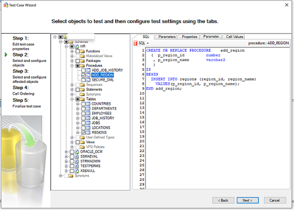 Captura de tela que mostra a etapa usada para selecionar e configurar o objeto.