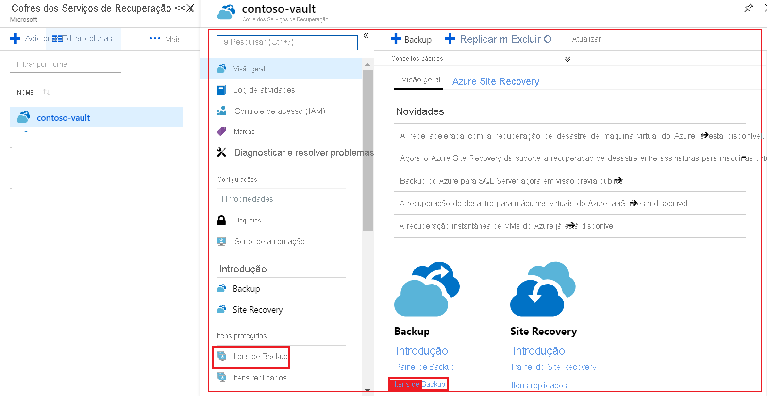 Captura de tela mostrando a abertura do painel do cofre e do painel de Configurações.