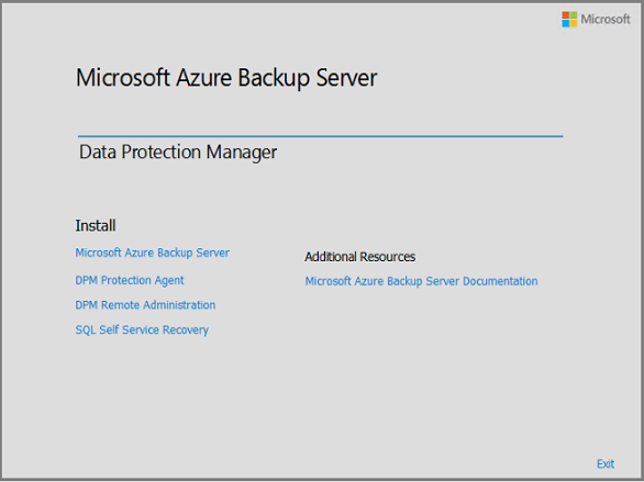 O Assistente de Instalação do Backup do Microsoft Azure é iniciado