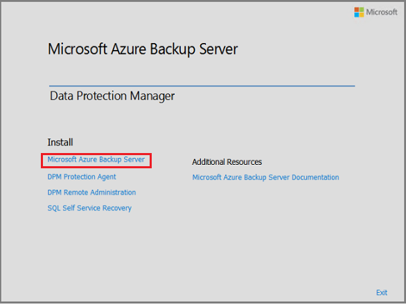 Selecione Servidor de Backup do Microsoft Azure