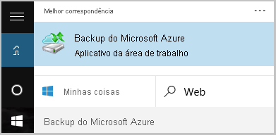 Captura de tela que mostra como iniciar o agente dos Serviços de Recuperação do Azure.