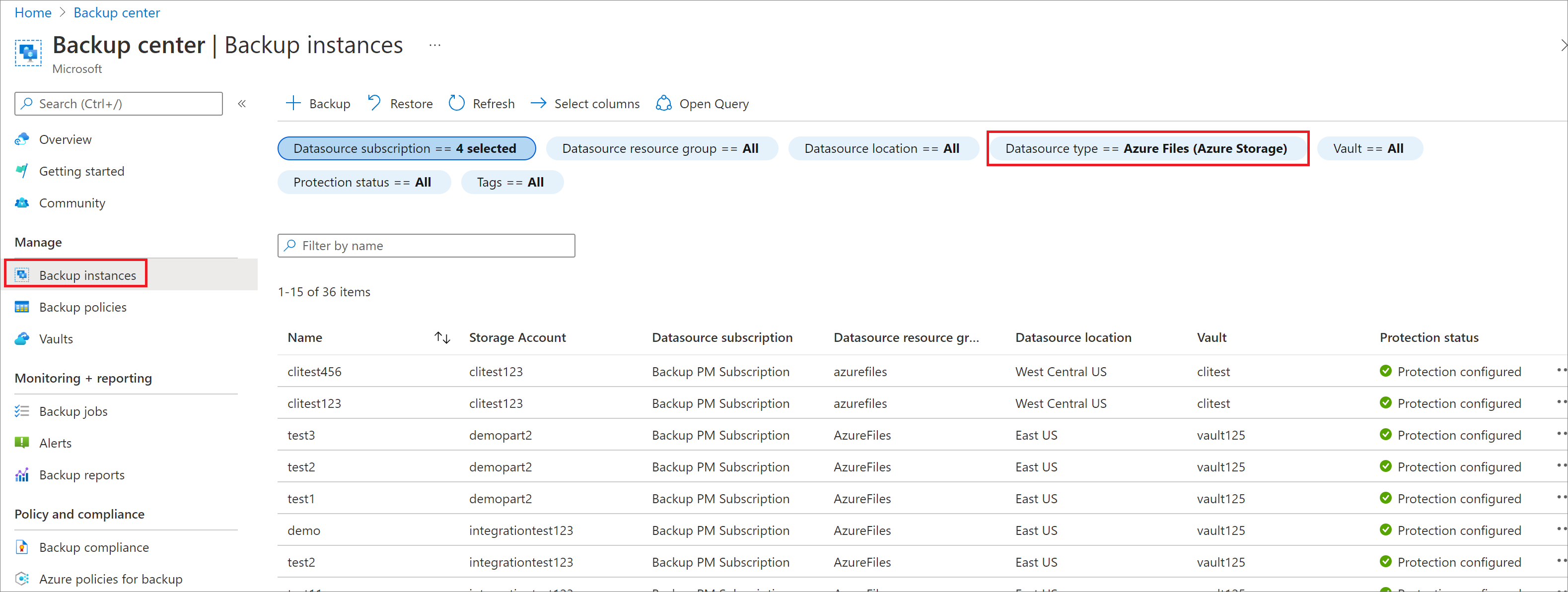 Captura de tela mostrando a seleção de Arquivos do Azure como o tipo de dados.