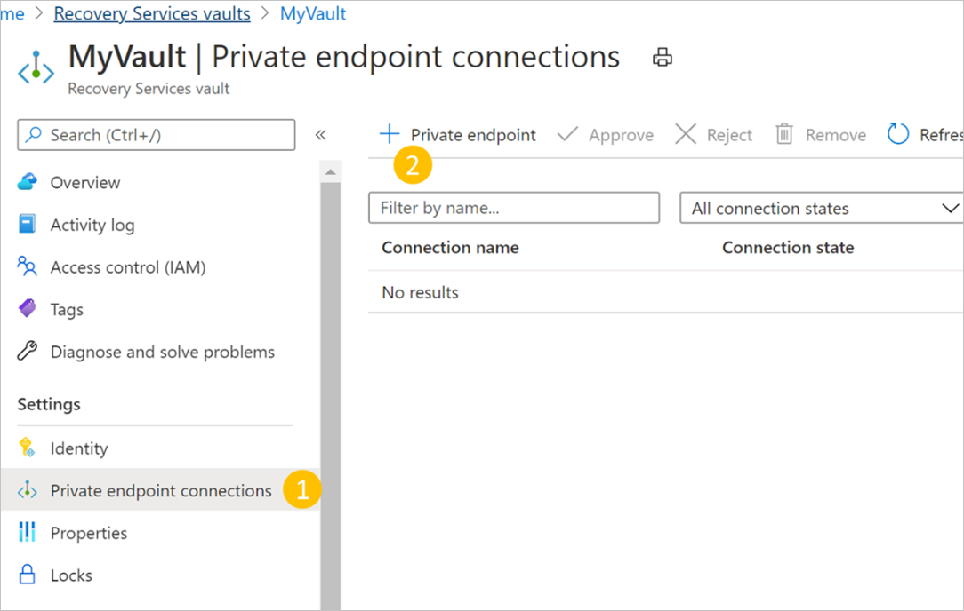 Criar um novo ponto de extremidade privado