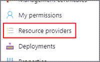 Captura de tela da opção Provedores de recursos no menu de navegação de recursos.