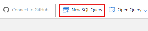 Captura de tela da opção Nova Consulta SQL na barra de comandos Data Explorer.