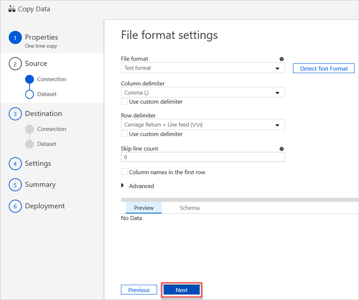 O painel “Configurações de formato de arquivo”