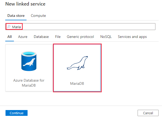 Captura de tela do conector do MariaDB.