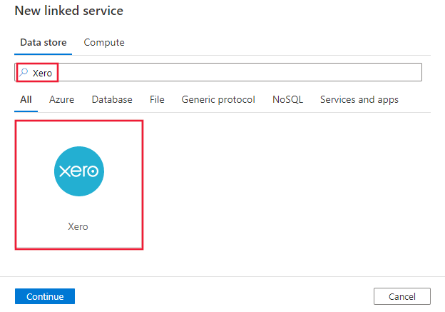 Selecione o conector do Xero.