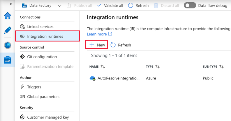 Criar um Integration Runtime