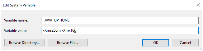 Definir o tamanho do heap da JVM no IR auto-hospedado