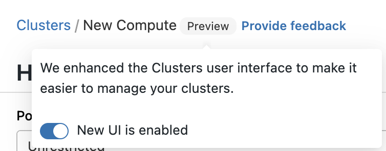 Versão prévia do cluster