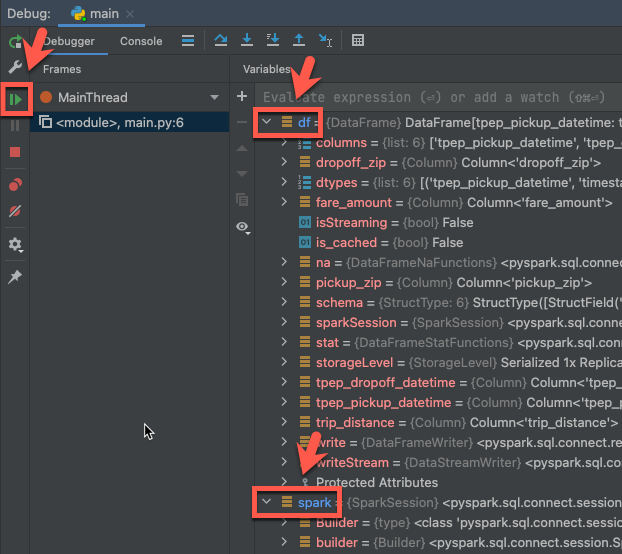 Depurar o projeto do PyCharm