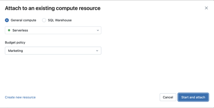 Conectar-se à computação existente com a política de orçamento