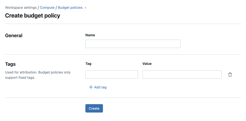 Criar interface do usuário da política de orçamento