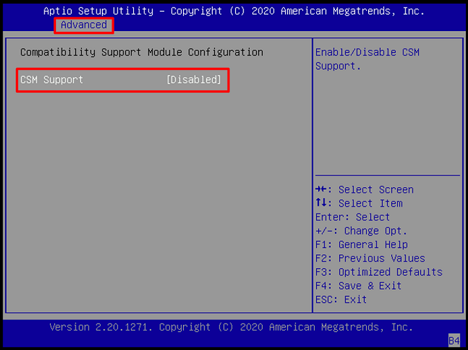 Captura de tela mostrando o menu de Suporte a CSM.