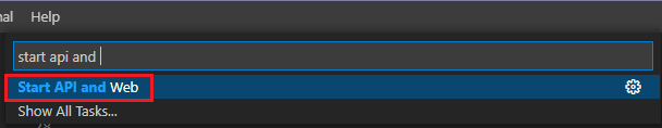 Screenshot of selecting the option to Start API and Web.