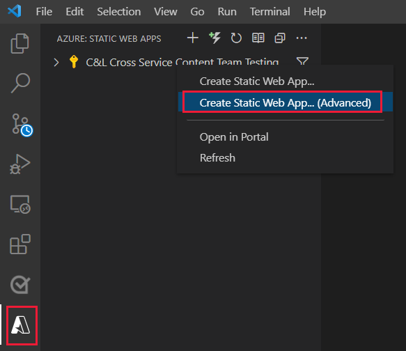 Captura de tela com a extensão do Visual Studio.