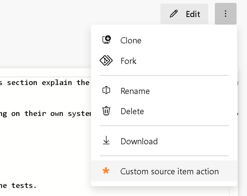 Ações de item de repositório