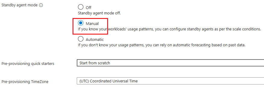 Captura de tela do modo de espera manual.