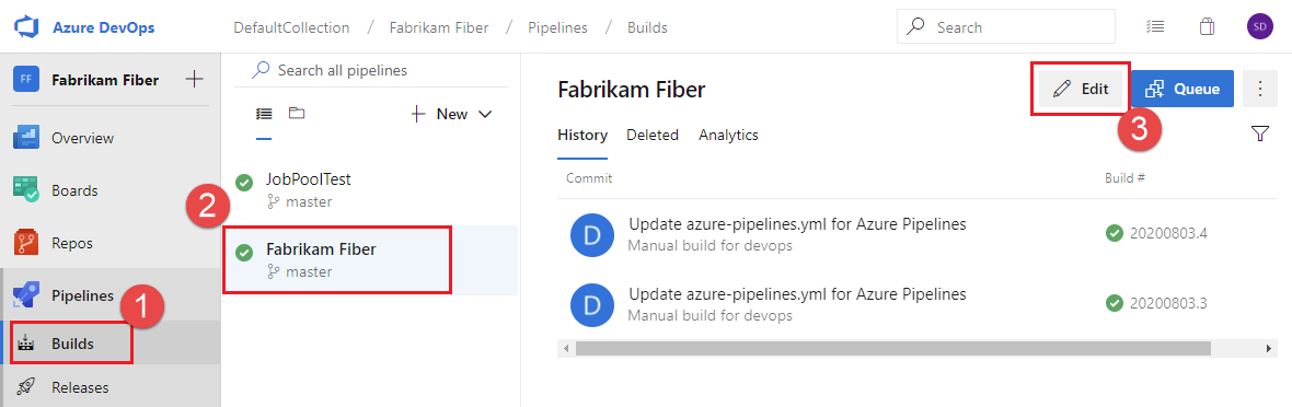 Detalhes do pipeline no Azure DevOps Server 2019