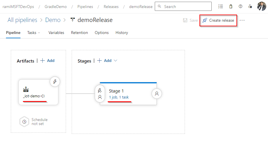 Uma captura de tela exibindo como criar manualmente uma definição de versão.