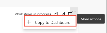 Captura de tela do relatório contextual do Analytics, opção Copiar para o painel.