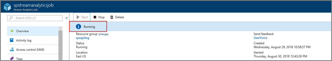 Status do trabalho - em execução