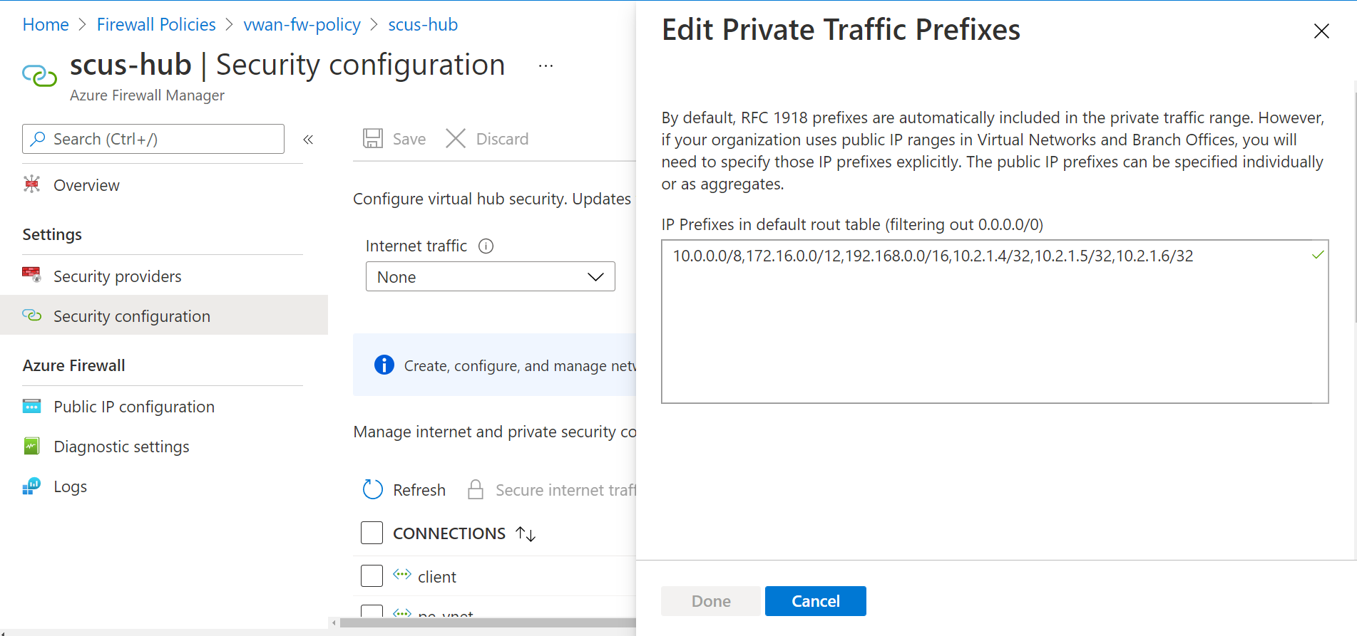 Configuração de segurança do Gerenciador de Firewall