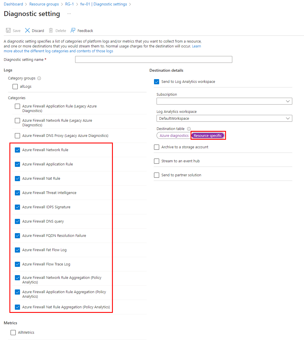 Captura de tela da opção Configurações de diagnóstico.